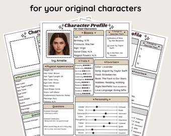 Character Profile || Digital or Printable Original Character Profile for Writers, For Stories or Novels, Writer PDF, GoodNotes PDF