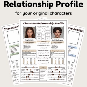 Relationship Profile|| Digital or Printable Character Relationship Profile for Writers, For Stories or Novels, Writer PDF, GoodNotes PDF