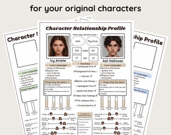 Relationship Profile|| Digital or Printable Character Relationship Profile for Writers, For Stories or Novels, Writer PDF, GoodNotes PDF