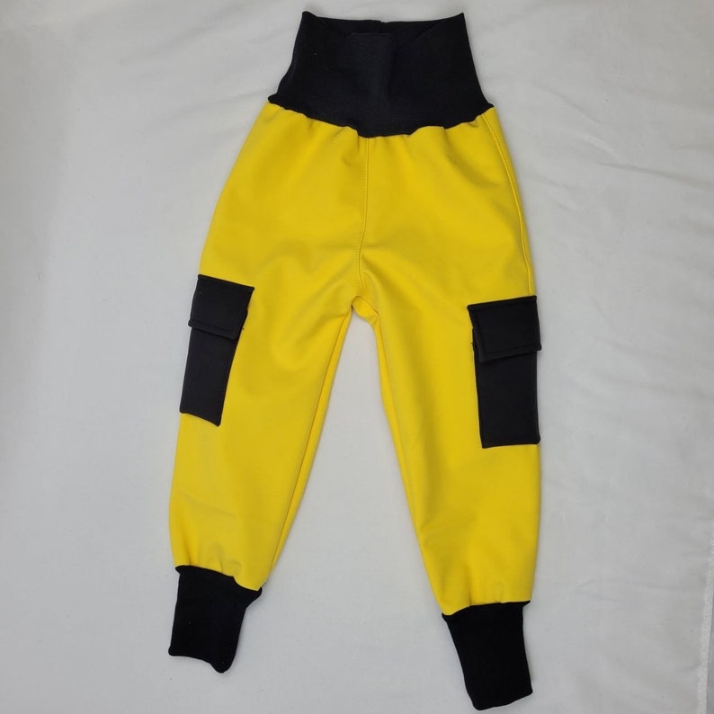 Pants Softshell fleece. Softshell. Pants waterproof. Softshell pants for kids. Outdoor pants. Rain trousers. Size 74-140 Żółty