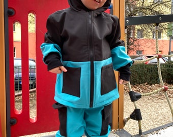 Jacket Black with Blue (FLY collection). Softshell jachet for kids. Softshell. Outdoor jacket. softshell jacket with zip, rain jacket, w