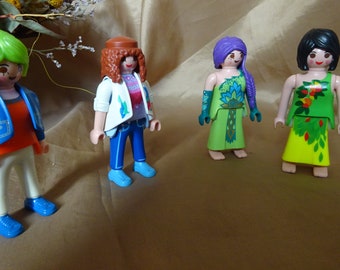 Playmobil - 4 FEMMES : 2 Pantalon -2 Robes Longues - VINTAGE. (D2)