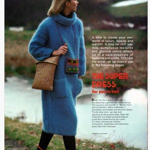 Long Sweater Dress Vintage 70s Knitting Pattern for Ladies Oversized Sweater Dress with Pockets Knit Sweater Dress Pattern PDF Download