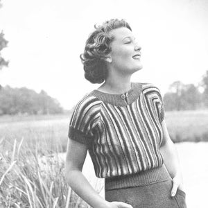 Vintage 30s Knitting Pattern for Ladies, Pullover Short Sleeve Knit - 1930s Summer Sweater, PDF Download