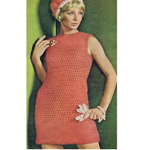 Vintage 70s Crochet Sheath Dress PDF Pattern: Retro Eco Fashion