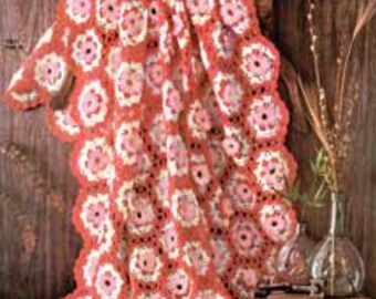 Mönster för virkad fyrkantig filt från mormor: Vintage 1960-tals hexagonfilt (PDF-mönster)
