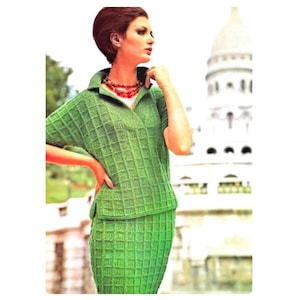 Skirt and Top Set Knitting Pattern Vintage 60s Knitting Pattern MOD 2 Piece Dress Pattern PDF Download