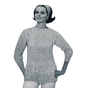 Vintage 70s Knitting Pattern for Ladies, Block Design Knit Sweater Pattern PDF Download