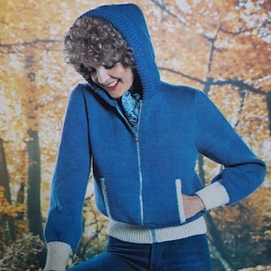 Vintage 70s Knitting Pattern for Ladies Retro Knit Cropped Jacket PDF Download