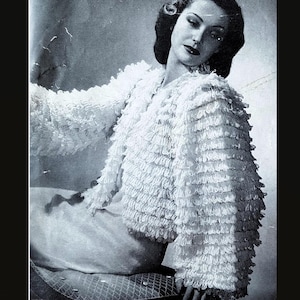 Vintage 1930s Fringe Knit Jacket Pattern (PDF Download, Bust 34-36&quot;)