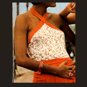 Knit Halter Top Vintage 70s Knitting Pattern Strapless Crop Top 1970s PDF Pattern Instant Download