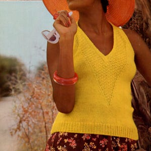 Knit Halter Top Vintage 70s Knitting Pattern Strapless Crop Top 1970s PDF Pattern Instant Download