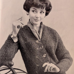 Cardigan Knitting Pattern for Ladies Button Up Sweater Knit Pattern PDF Download Vintage 60s Eco Fashion