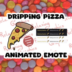ANIMATED Dripping Cartoon Cheesy Pepperoni Pizza Food Emote for Twitch, Discord