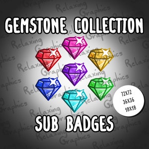 7 Colourful Crystal Gemstone Collection Twitch Sub Badges