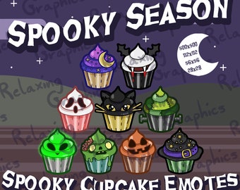Gruselige Cupcake Sammlung Statische Emotes für die SPOOKY SAISON! Für Twitch, Discord, Youtube