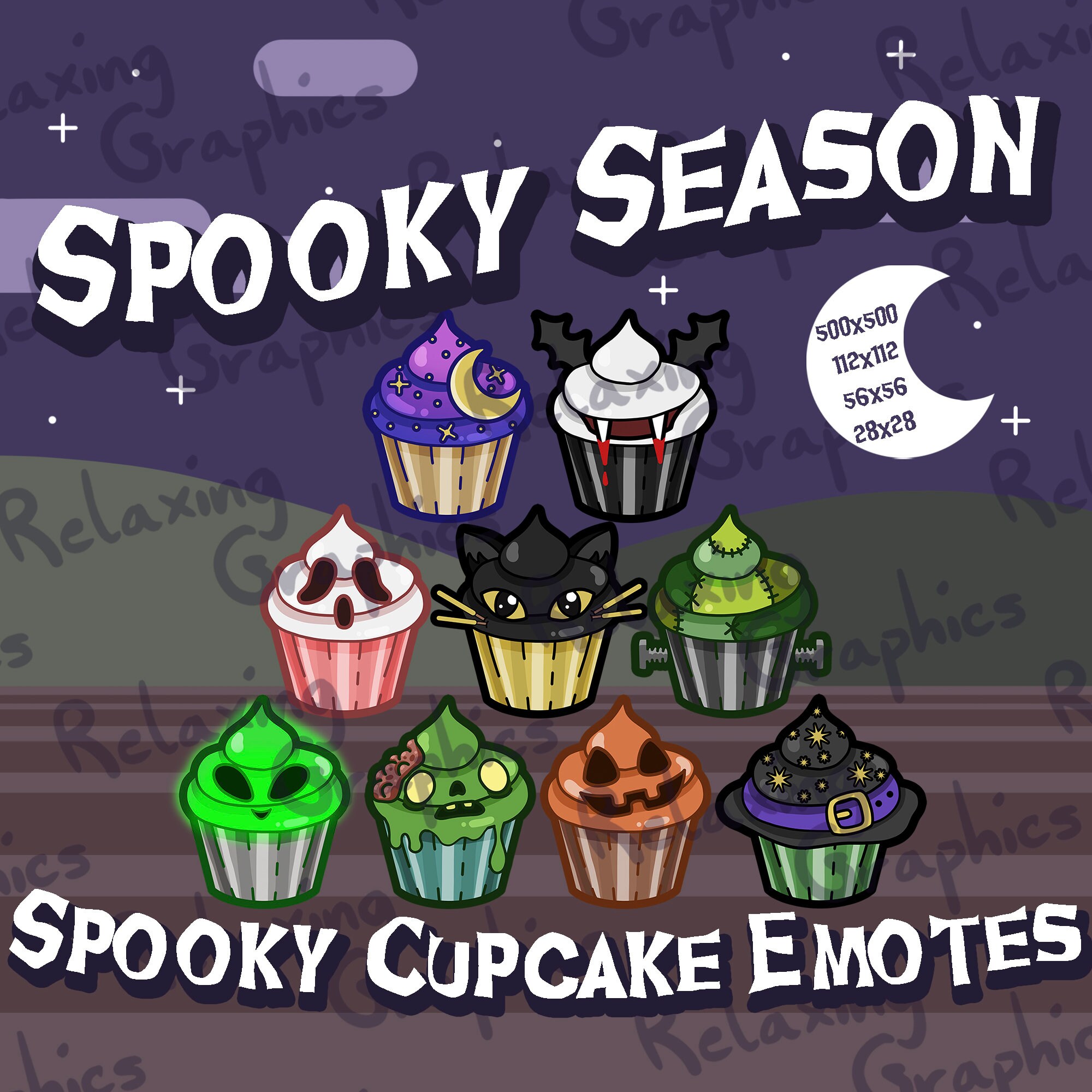 Spooky Cupcake Collection Static Emotes for SPOOKY SEASON! for Twitch ...
