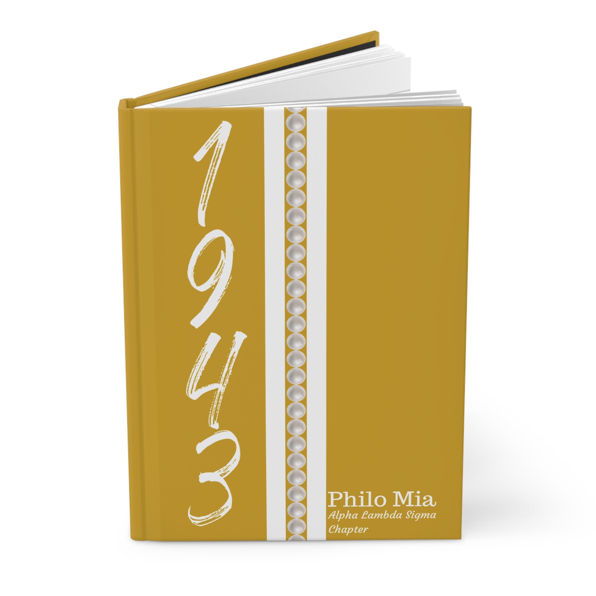 Personalisiert (Perlen) Philo Affiliate 1943 Jersey (Goldeinband) Hardcover-Tagebuch matt | Tagebuch | 1943 | Freunde von SGRho | Schwesternschaftsgeschenke