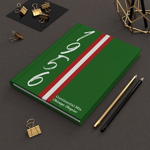 Carnet cartonné personnalisé 1956 Sociétés continentales en jersey (couverture verte) mat | Agenda | 1956 | Cadeaux pour une sororité