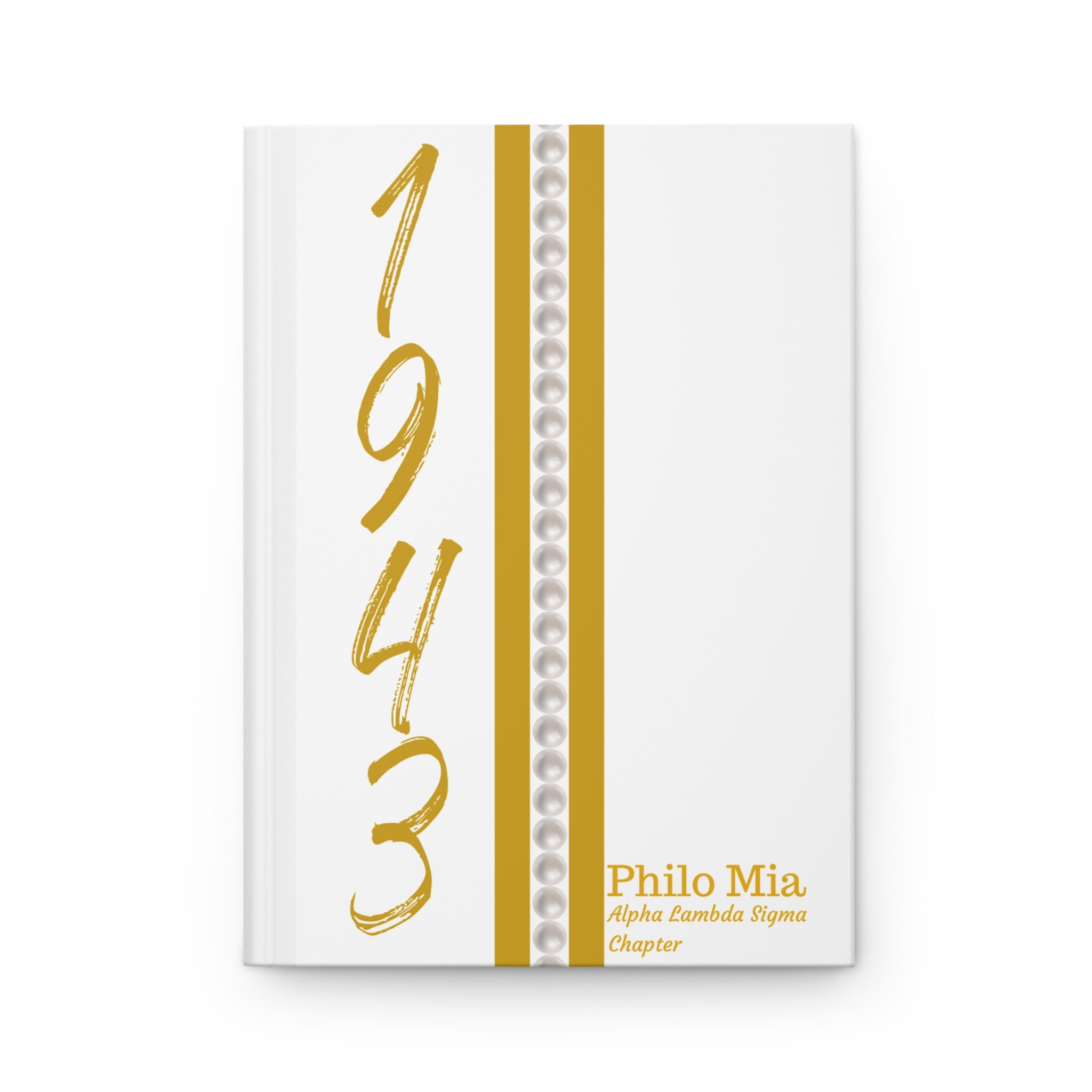 Personalisiert (Perlen) Philo Affiliate 1943 Jersey (weißer Einband) Hardcover-Tagebuch matt | Tagebuch | 1943 | Freunde von SGRho | Sorority-Geschenke