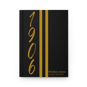 Carnet cartonné personnalisé en jersey 1906 (couverture noire) mat | Noir et or | Cadeaux de fraternité