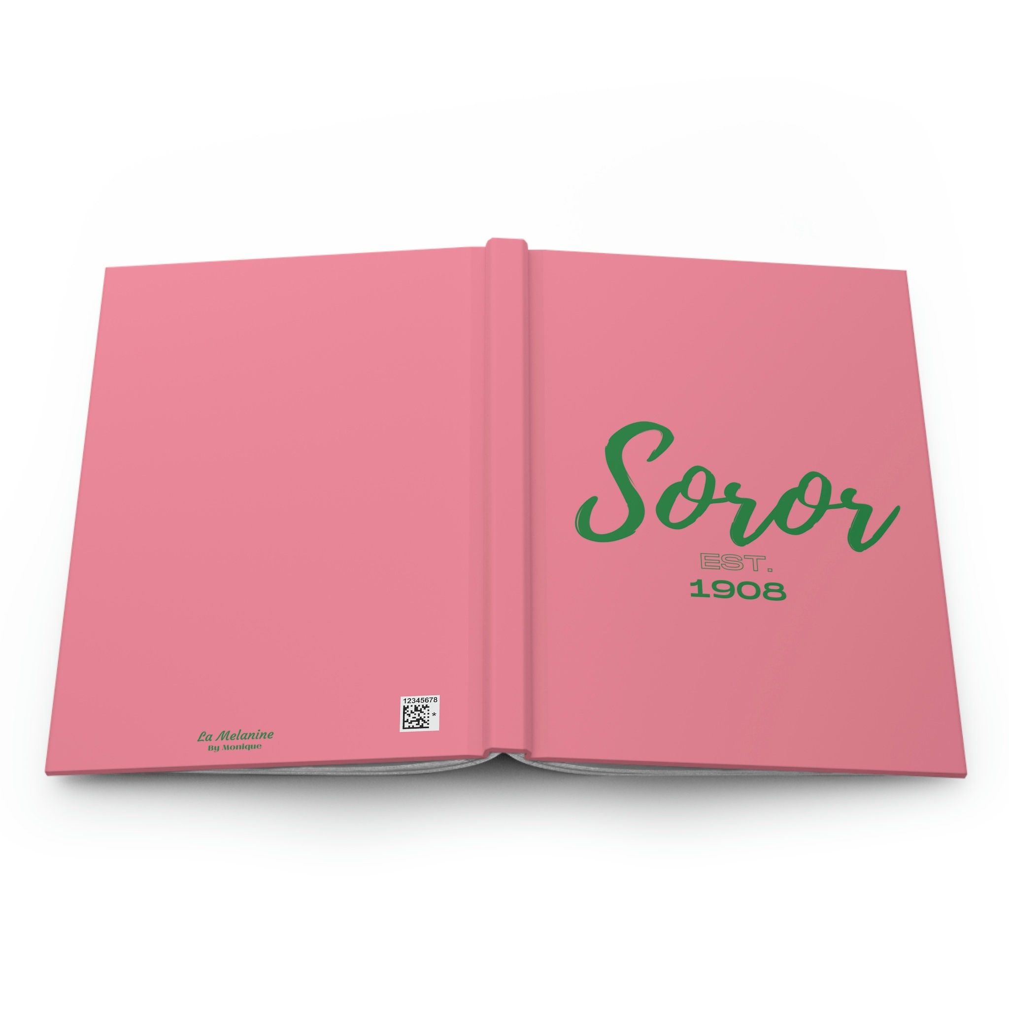 Soror EST 1908 (Lachsrosa Cover) Hardcover-Tagebuch matt | Tagebuch | Rosa und Grün | AKA-inspiriert | Sorority-Geschenke