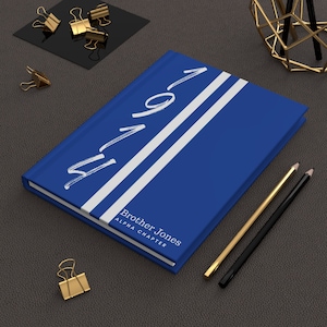 Carnet cartonné personnalisé en jersey Sigma 1914 mat | Bleu et blanc | 1914 | Inspiré de Sigma | Cadeaux de fraternité | Phi bêta sigma