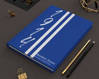 Personalized Sigma 1914 Hardcover Journal: Blue & White Fraternity Gift