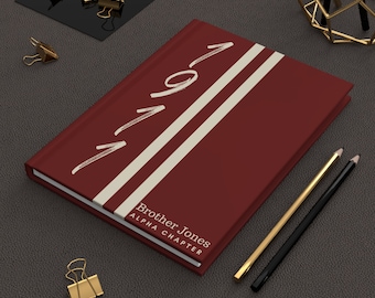 Personalized Kappa 1911 Hardcover Journal: Krimson and Kreme Fraternity Gift