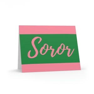 Cartões de felicitações inspirados em Soror AKA (pacote com 8 envelopes) | AKA | 1908 | Cartões de felicitações rosa e verde com envelopes