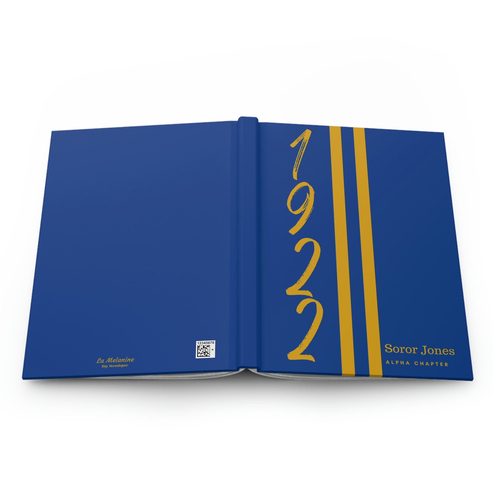 Personalisiertes 1922 Jersey (blauer Einband) Hardcover-Tagebuch matt | Tagebuch | Blau und Gold | 1922 | SGRho inspiriert | Sorority-Geschenke