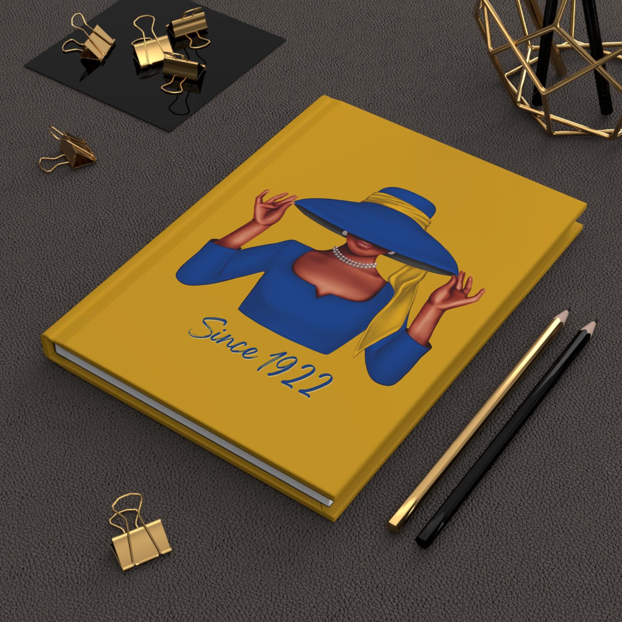 Seit 1922 Soror (Blaues Kleid) Hardcover-Tagebuch matt | Tagebuch | Blau und Gold | 1922 | SGRho inspiriert | Sorority-Geschenke