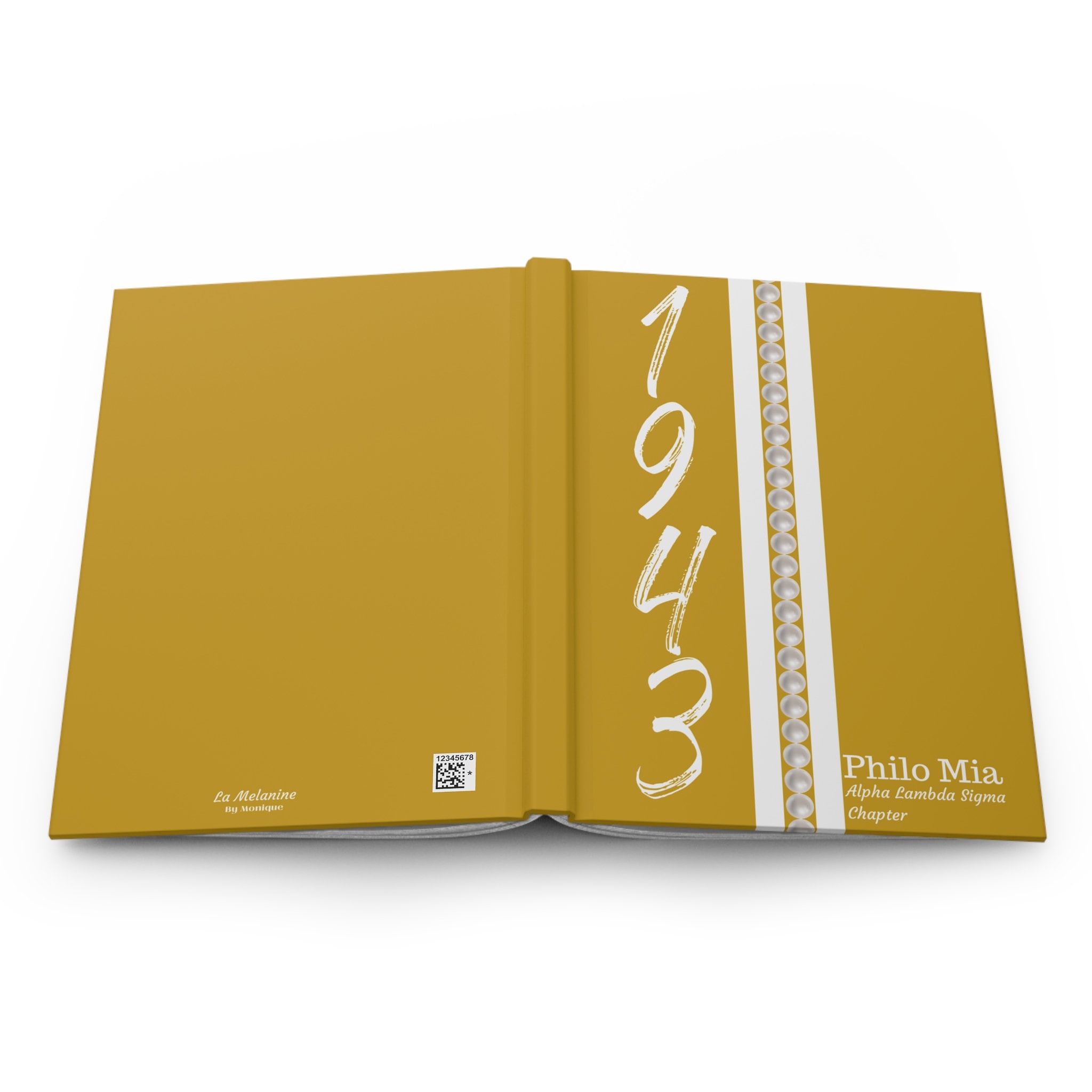 Personalisiert (Perlen) Philo Affiliate 1943 Jersey (Goldeinband) Hardcover-Tagebuch matt | Tagebuch | 1943 | Freunde von SGRho | Schwesternschaftsgeschenke