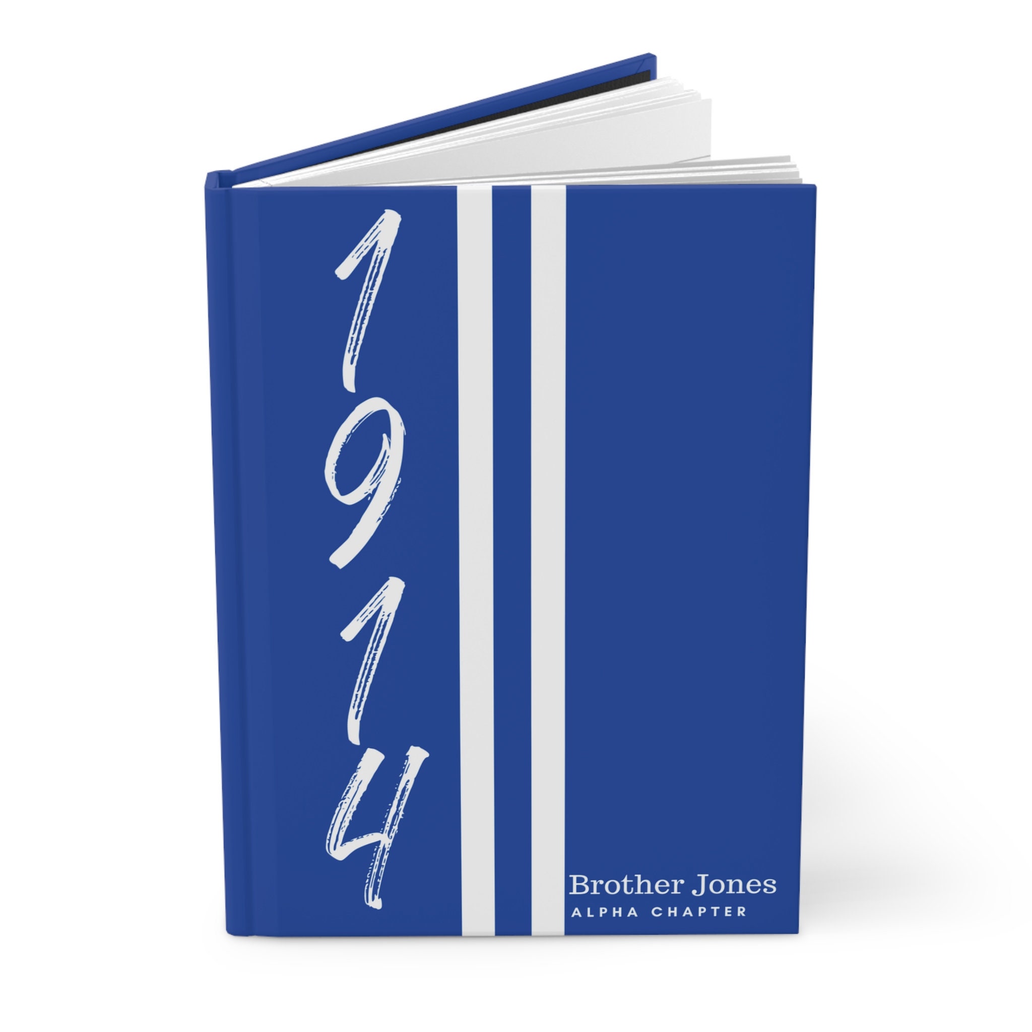 Personalisiertes Sigma 1914 Jersey Hardcover Journal Matt | Blau und Weiß | 1914 | Sigma inspiriert | Geschenke für Studentenverbindungen | Phi Beta Sigma