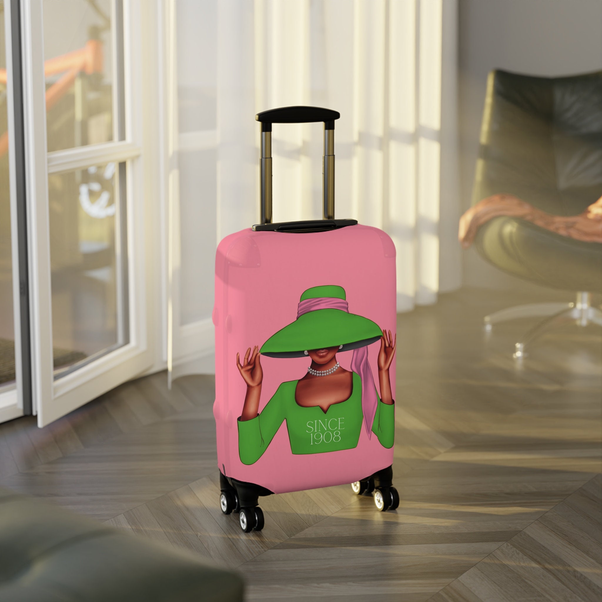 Since 1908 Salmon Pink Luggage Cover, AKA Inspired Luggage Cover