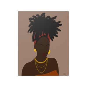 Loc Queen &quot;11x14&quot; Satin Poster La Mélanine by Monique| Black Art | Black Woman | Black Hair |African American Artwork |Digital Illustration