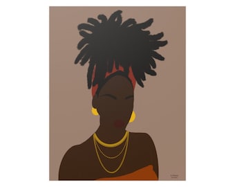Loc Queen "11x14" Satin Poster La Mélanine by Monique| Black Art | Black Woman | Black Hair |African American Artwork |Digital Illustration