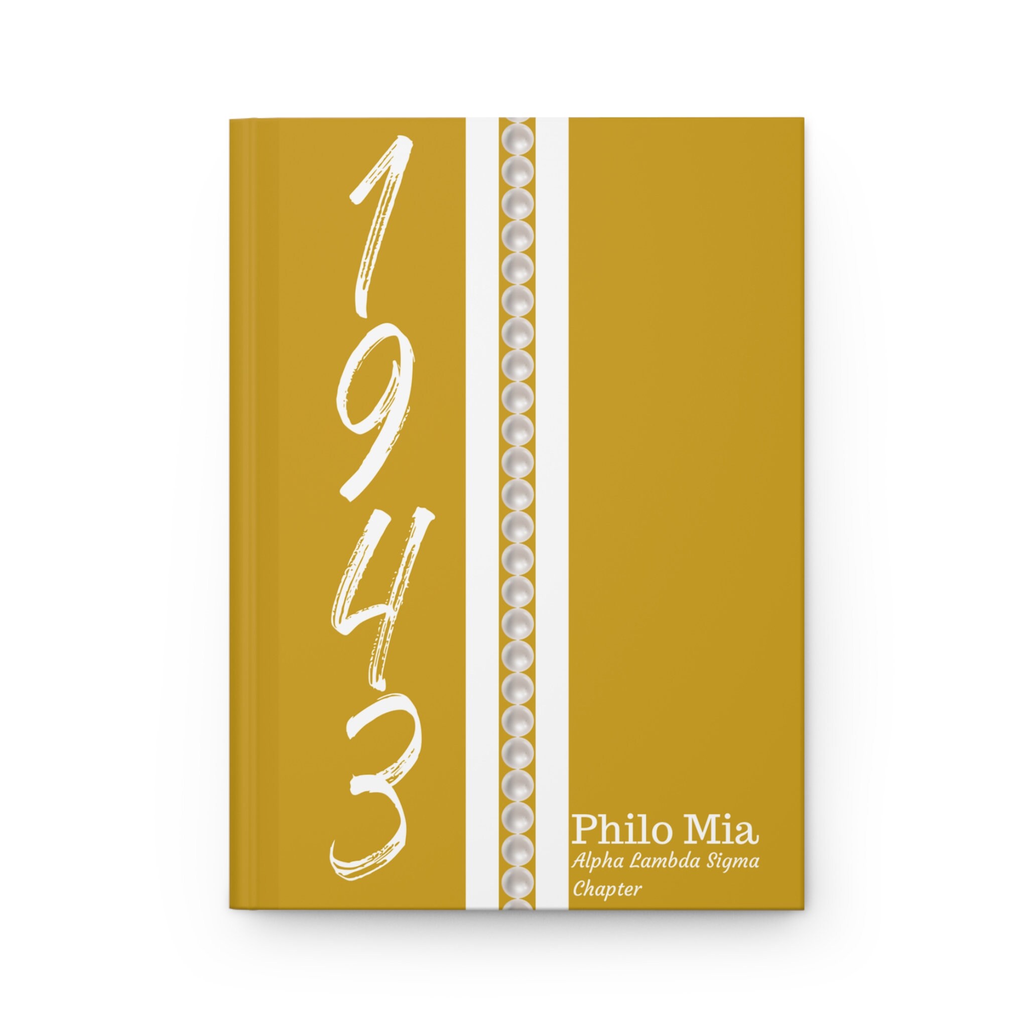 Personalisiert (Perlen) Philo Affiliate 1943 Jersey (Goldeinband) Hardcover-Tagebuch matt | Tagebuch | 1943 | Freunde von SGRho | Schwesternschaftsgeschenke