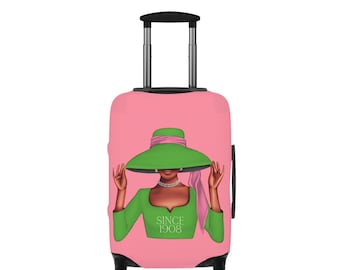 Salmon Pink Luggage Cover: AKA Sorority Travel Accessory