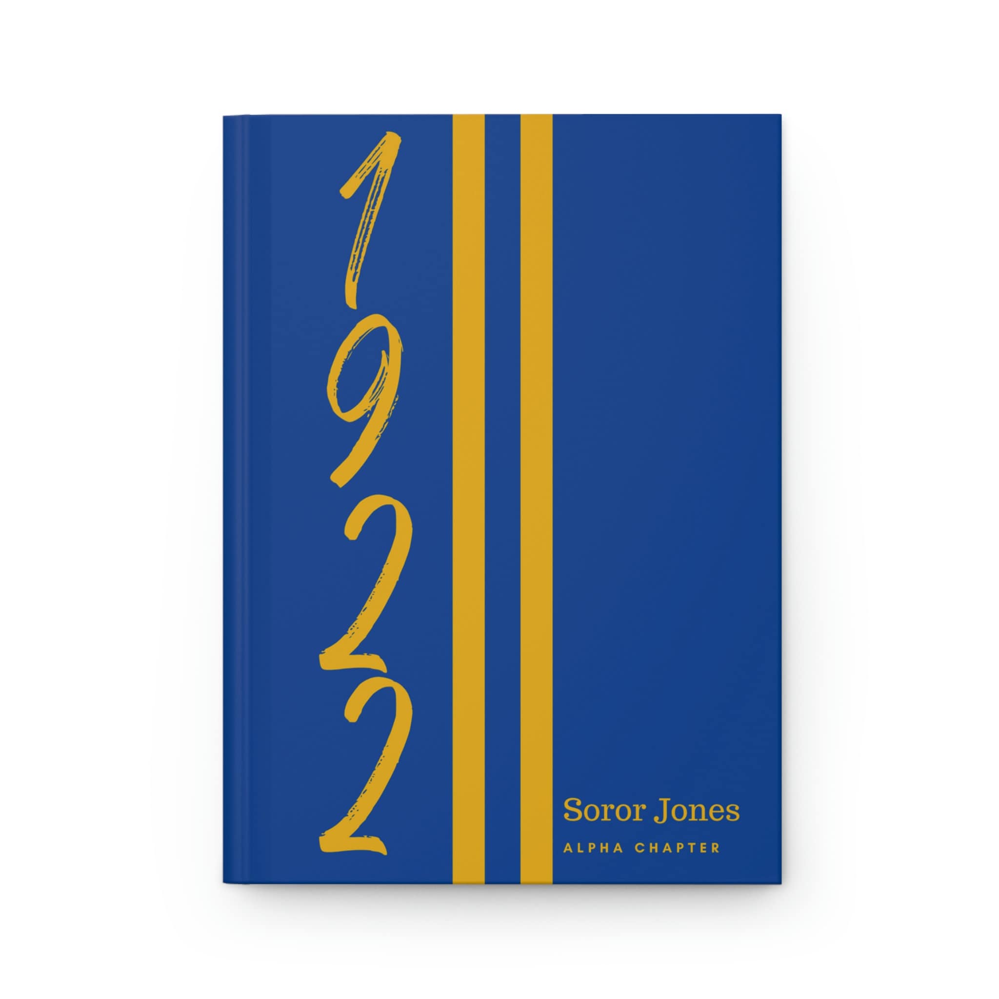 Personalisiertes 1922 Jersey (blauer Einband) Hardcover-Tagebuch matt | Tagebuch | Blau und Gold | 1922 | SGRho inspiriert | Sorority-Geschenke