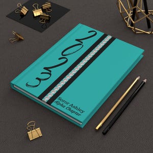 Carnet cartonné personnalisé style jersey inspiré Rho Sigma Alpha (bleu) mat | Agenda | bleu blanc noir | 2023 | Cadeaux pour une sororité