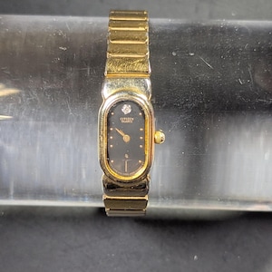 Vintage Ladies CITIZEN Quartz CQ Wrist Watch Gold-Toned Yellow Plate 2250-919262KY Japan Movt