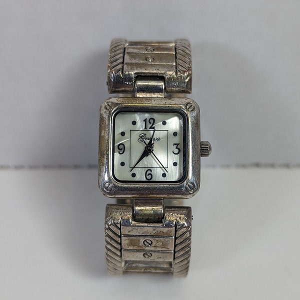 Montre GENEVA Dame Rectangulaire Plaquée Or - Style Vintage Années 80