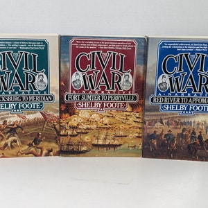The Civil War A Narrative by Shelby Foote - 3 Book Bundle - 1986 Historical Reference Softcover (GOOD CONDITION)