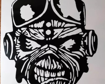Large Bomber Eddie Mascot Iron Maiden Black Permanent Vinyl Decal