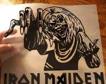 Large Eddie Mascot Iron Maiden Black Permanent Vinyl Decal