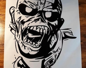 Large Piece of Mind Eddie Mascot Iron Maiden Black Permanent Vinyl Decal