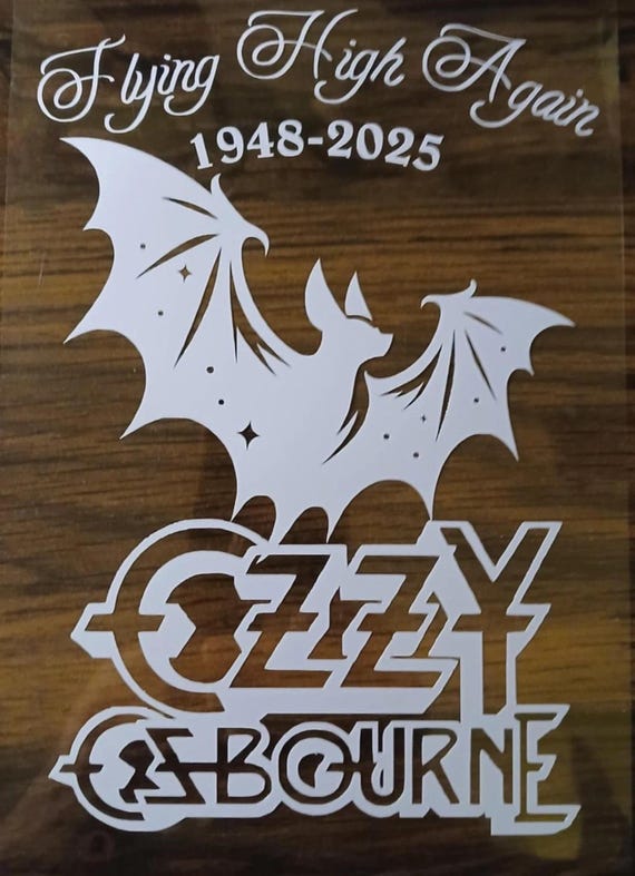 1948-2025 FLYING HIGH AGAIN Ozzy Osbourne Bats White Vinyl Window Decal