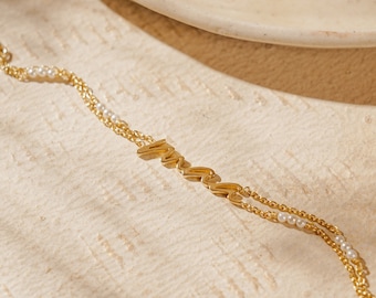 Maa Bracelet, Mom Bracelet with Pearls, Pearl Bracelet, Mother's Day Gifts, Mother's Day Jewelry, Mother's Day Bracelet