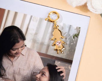 Daughter Charm Necklace, Pink Heart Pendant, New Mom Gift, Mother's Day Jewelry